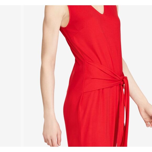 Lauren Ralph Lauren front tie flattering soft stretch knit dress v-neck size XL - Picture 2 of 9